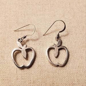 Silver Apple Drop Earrings